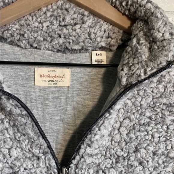 Women’s Weatherproof Gray Sherpa Teddy 1/2 Zip Henley Jersey Lined Jacket - Picture 3 of 4